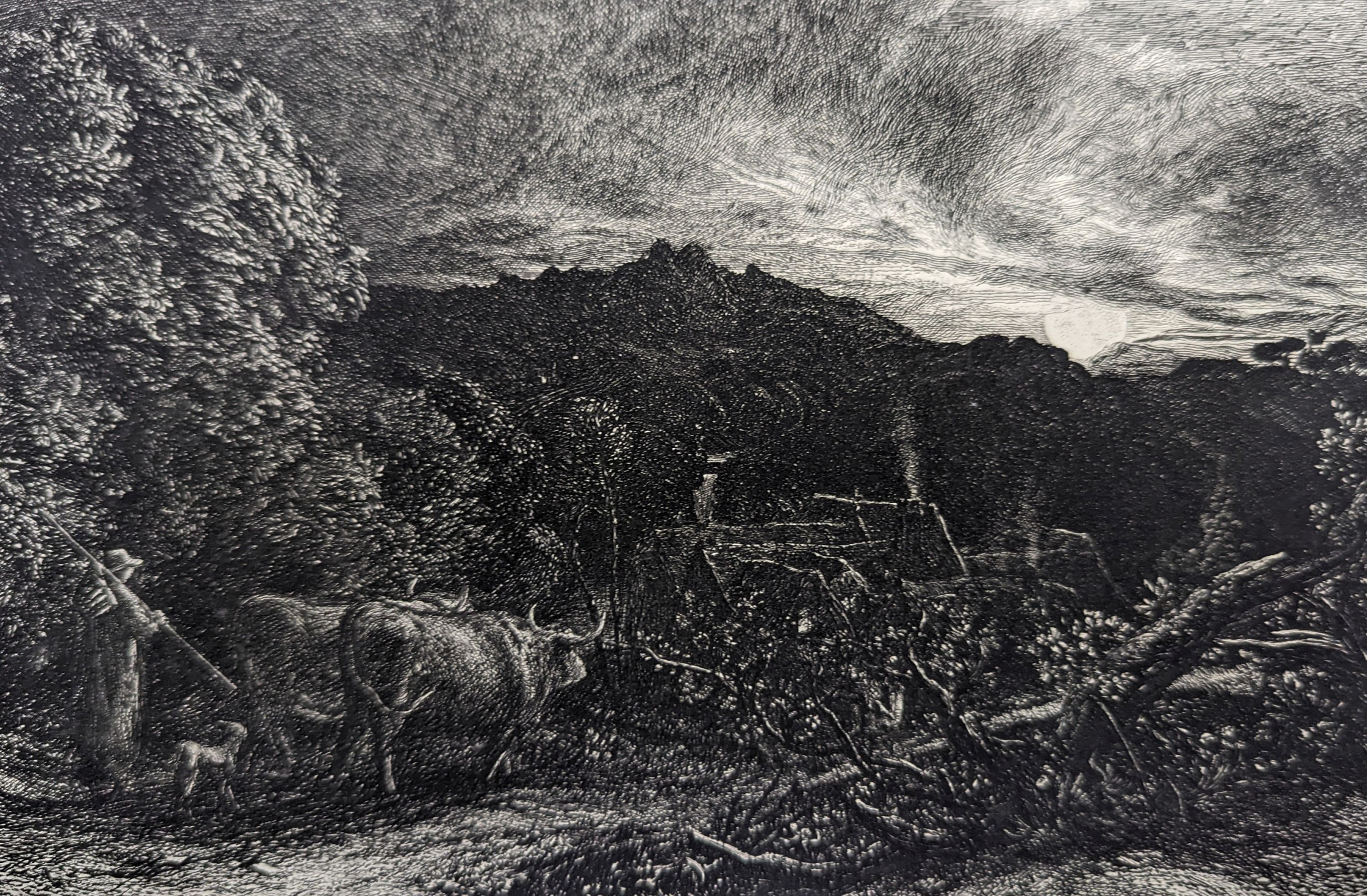 Samuel Palmer (1805-1881), etching, The Herdsman, c.1858, plate 19 x 26cm. unframed.